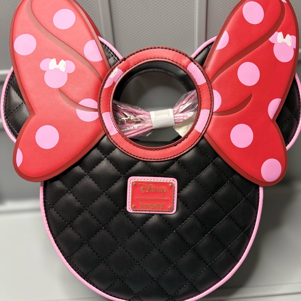 Loungefly Black and Red Minnie Mouse Quilted Bag